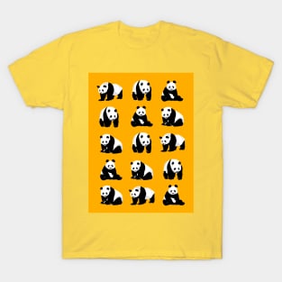 Panda Pattern on Mustard Yellow T-Shirt